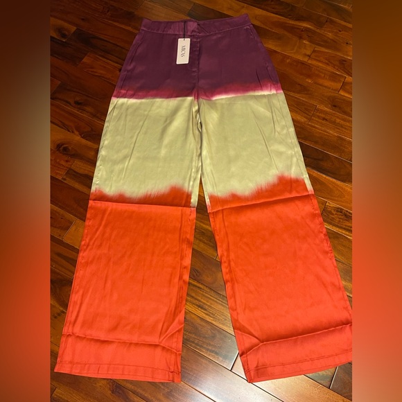 Micas Size Medium Ombre High Waisted Satin Straight Leg Pants NWT - Picture 11 of 11